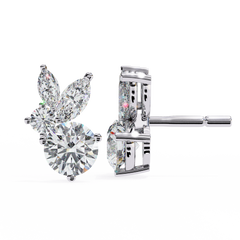 1.42 Carat Fancy Round and Marquise-Cut Stud Earrings in 10Kt Gold