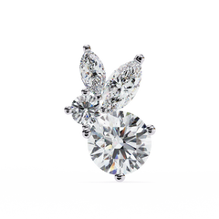 1.42 Carat Fancy Round and Marquise-Cut Stud Earrings in 10Kt Gold