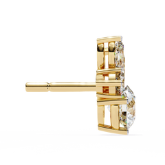 1.42 Carat Fancy Round and Marquise-Cut Stud Earrings in 10Kt Gold