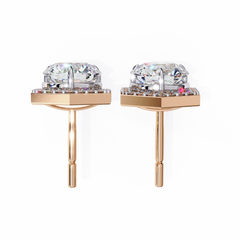 2.1 Carat Round Star Diamond Earrings in Rose Gold