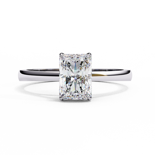 1.21 Carat Emerald Cut Lab-Grown Diamond Solitaire Engagement Ring in 18K White Gold