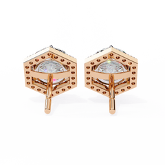 2.1 Carat Round Star Diamond Earrings in Rose Gold