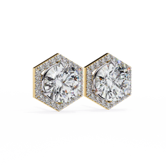 2.1 Carat Round Star Diamond Earrings in Rose Gold