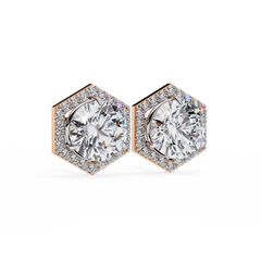 2.1 Carat Round Star Diamond Earrings in Rose Gold