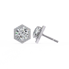 2.1 Carat Round Star Diamond Earrings in Rose Gold