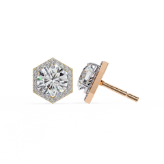 2.1 Carat Round Star Diamond Earrings in Rose Gold