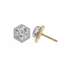 2.1 Carat Round Star Diamond Earrings in Rose Gold