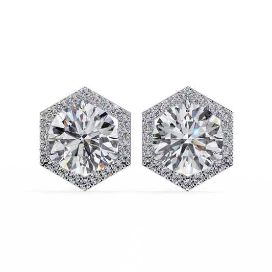 2.1 Carat Round Star Diamond Earrings in Rose Gold