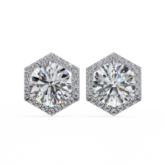 2.1 Carat Round Star Diamond Earrings in Rose Gold