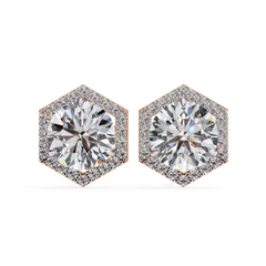 2.1 Carat Round Star Diamond Earrings in Rose Gold