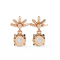 0.86 Carat Lasica Baguette and Round Cut Dangle Drop Earrings