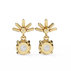 0.86 Carat Lasica Baguette and Round Cut Dangle Drop Earrings
