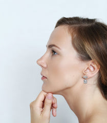 0.86 Carat Lasica Baguette and Round Cut Dangle Drop Earrings