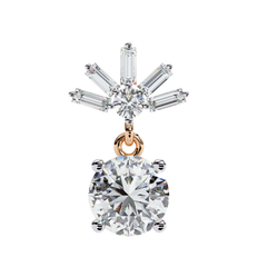 0.86 Carat Lasica Baguette and Round Cut Dangle Drop Earrings