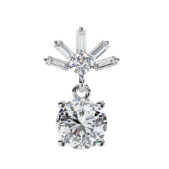 0.86 Carat Lasica Baguette and Round Cut Dangle Drop Earrings