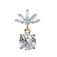 0.86 Carat Lasica Baguette and Round Cut Dangle Drop Earrings