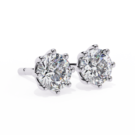 2.57 Carat Classic Round Brilliant-Cut Diamond Stud Earrings