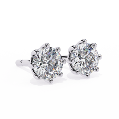 2.57 Carat Classic Round Brilliant-Cut Diamond Stud Earrings