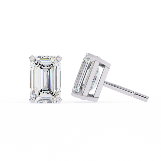 2.39 Carat Emerald-Cut Lab-Grown Diamond Solitaire Stud Earrings – Emerald Gleam