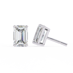 2.39 Carat Emerald-Cut Lab-Grown Diamond Solitaire Stud Earrings – Emerald Gleam