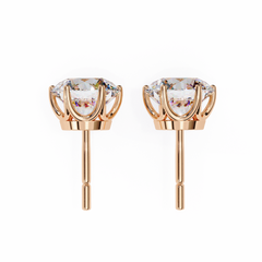 2.57 Carat Total Weight Round Diamond Stud Earrings with 6-Prong Setting