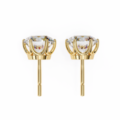 2.57 Carat Total Weight Round Diamond Stud Earrings with 6-Prong Setting