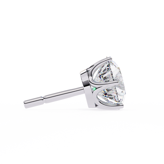 2.57 Carat Total Weight Round Diamond Stud Earrings with 6-Prong Setting