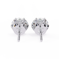 2.57 Carat Total Weight Round Diamond Stud Earrings with 6-Prong Setting