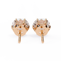 2.57 Carat Total Weight Round Diamond Stud Earrings with 6-Prong Setting
