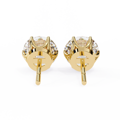 2.57 Carat Total Weight Round Diamond Stud Earrings with 6-Prong Setting