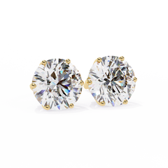 2.57 Carat Total Weight Round Diamond Stud Earrings with 6-Prong Setting
