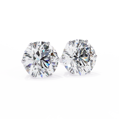 2.57 Carat Total Weight Round Diamond Stud Earrings with 6-Prong Setting