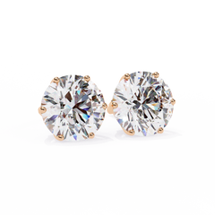 2.57 Carat Total Weight Round Diamond Stud Earrings with 6-Prong Setting