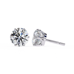 2.57 Carat Total Weight Round Diamond Stud Earrings with 6-Prong Setting