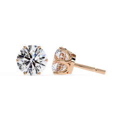 2.57 Carat Total Weight Round Diamond Stud Earrings with 6-Prong Setting