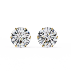 2.57 Carat Total Weight Round Diamond Stud Earrings with 6-Prong Setting