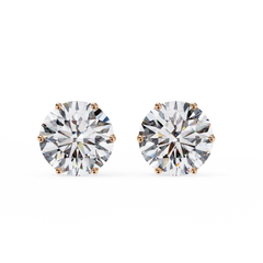 2.57 Carat Total Weight Round Diamond Stud Earrings with 6-Prong Setting