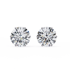 2.57 Carat Total Weight Round Diamond Stud Earrings with 6-Prong Setting