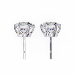 2.57 Carat Total Weight Round Diamond Stud Earrings with 6-Prong Setting