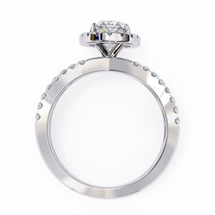 1.56 Carat Oval Cut Halo Solitaire Ring with Split Shank in 18K Gold – Wedding & Anniversary Ring for Women