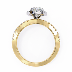 1.56 Carat Oval Cut Halo Solitaire Ring with Split Shank in 18K Gold – Wedding & Anniversary Ring for Women