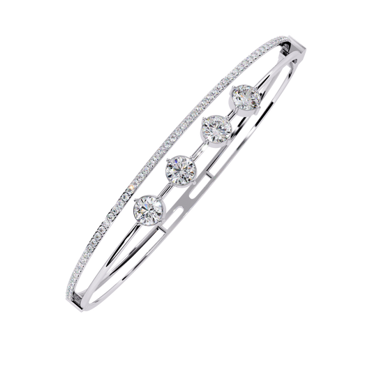 Elegant Round Lab-Grown Diamond Bangle Bracelet 2.32 Ct