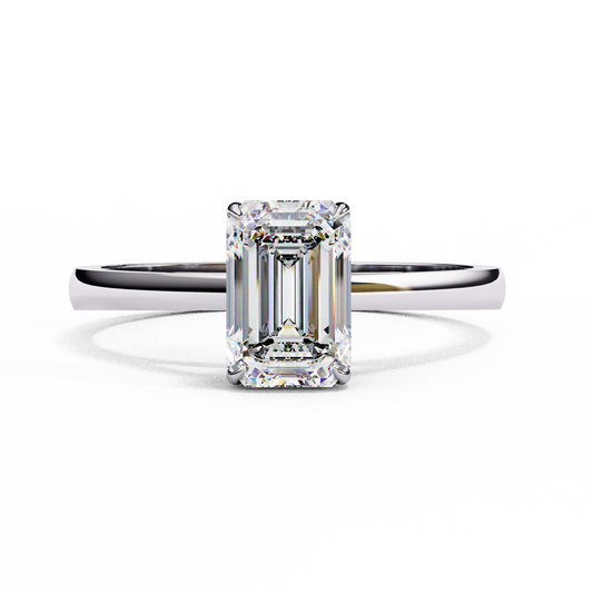 1.2 Carat Emerald Cut Lab-Grown Diamond Solitaire Engagement Ring in 18K White Gold