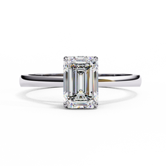 1.2 Carat Emerald Cut Lab-Grown Diamond Solitaire Engagement Ring in 18K White Gold