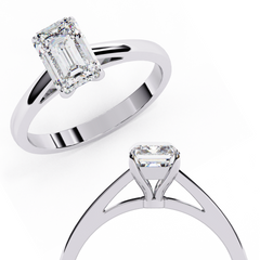 1.2 Carat Emerald Cut Lab-Grown Diamond Solitaire Engagement Ring in 18K White Gold