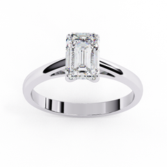 1.2 Carat Emerald Cut Lab-Grown Diamond Solitaire Engagement Ring in 18K White Gold
