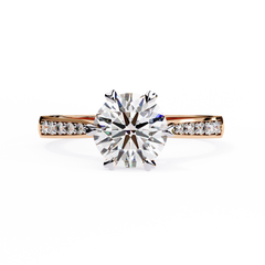 1.42 Carat Round Lab-Grown Diamond Ring in 18K Gold