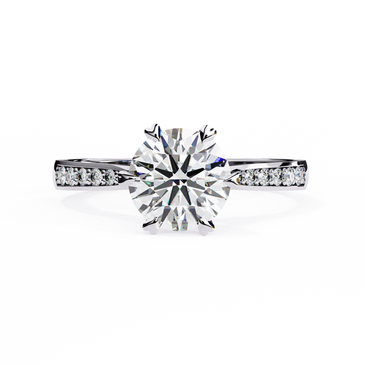 1.42 Carat Round Lab-Grown Diamond Ring in 18K Gold