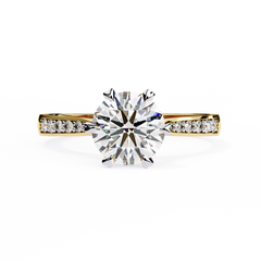 1.42 Carat Round Lab-Grown Diamond Ring in 18K Gold