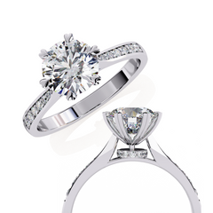 1.42 Carat Round Lab-Grown Diamond Ring in 18K Gold